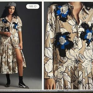 Dhruv Kapoor Long-Sleeve Floral Midi Shirt Dress